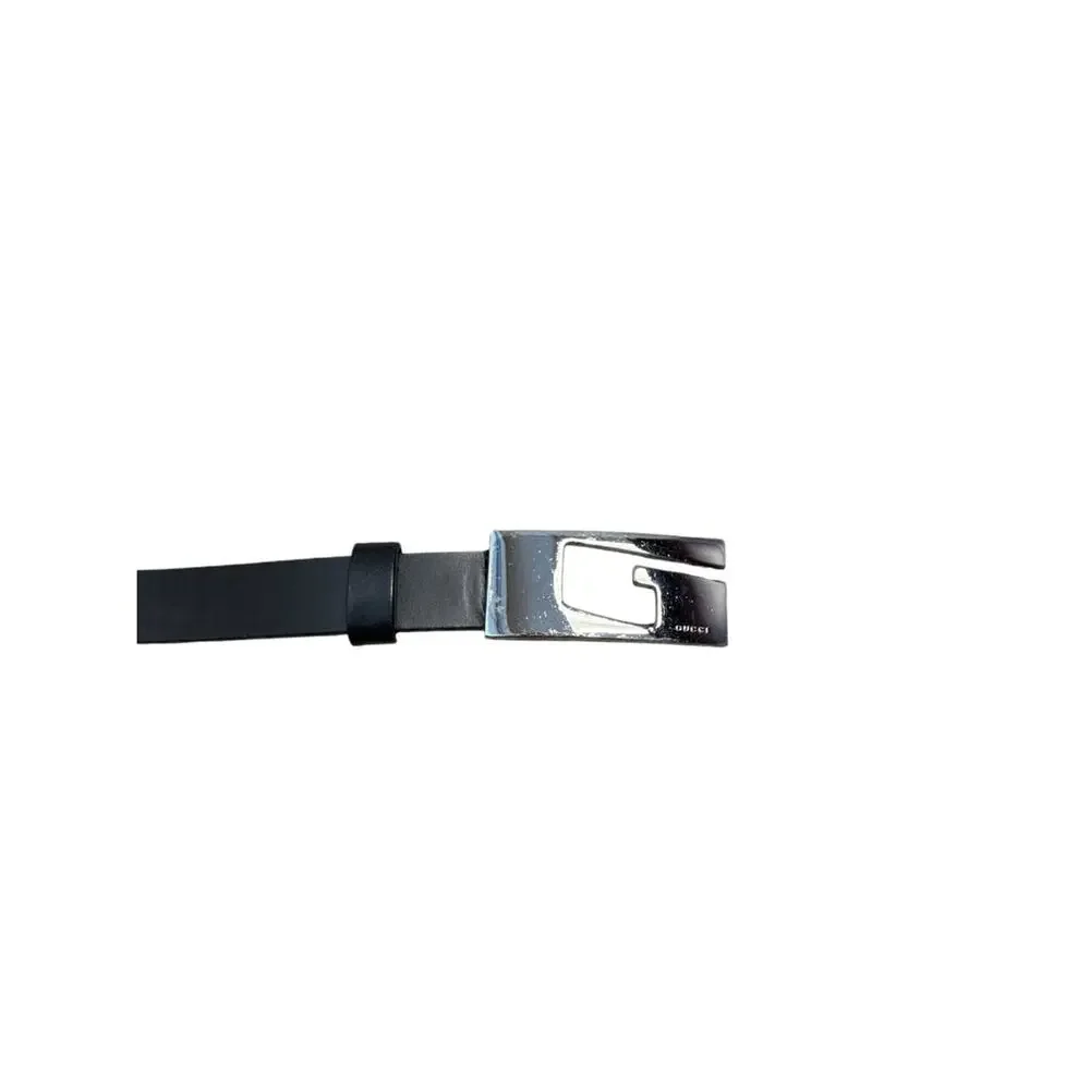 Vintage Tom Ford Gucci Black Leather Belt with Silver G Logo Buckle 80